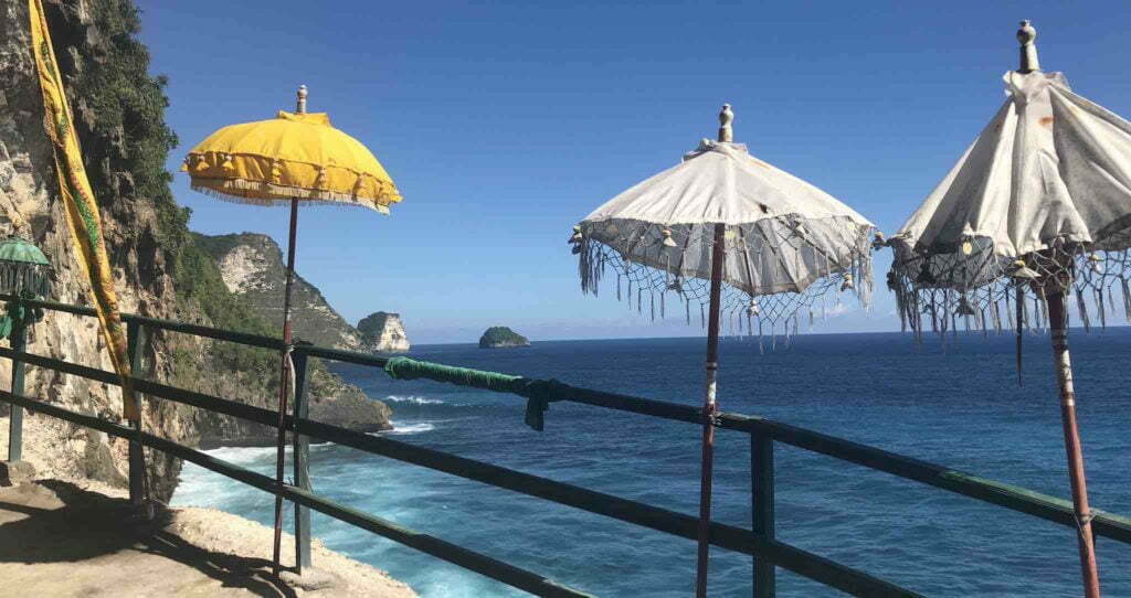 Guyangan Waterfall Nusa Penida Bali down to the sea